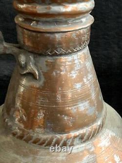Turkish Copper Water Pitcher Jug with lid Antique & Handcrafted