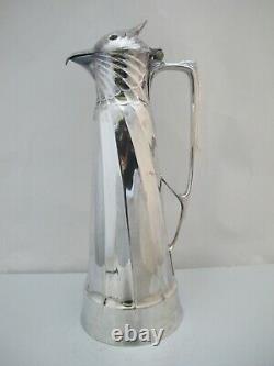 Unique WMF Silverplate Water Pitcher CLARET JUG with Hawk BIRD Hinged Lid