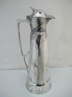 Unique WMF Silverplate Water Pitcher CLARET JUG with Hawk BIRD Hinged Lid