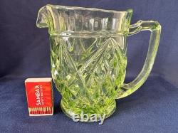 Uranium Glass Sowerby Water Pitcher Durham Suite Set 1 1/2 Pint Jug Vintage Deco