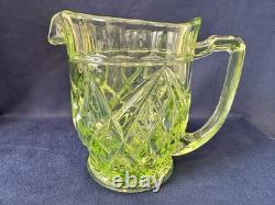 Uranium Glass Sowerby Water Pitcher Durham Suite Set 1 1/2 Pint Jug Vintage Deco