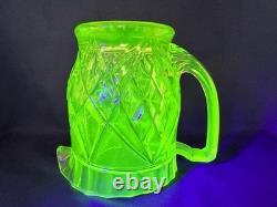 Uranium Glass Sowerby Water Pitcher Durham Suite Set 1 1/2 Pint Jug Vintage Deco