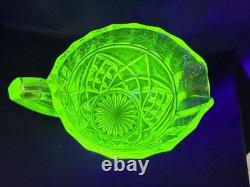 Uranium Glass Sowerby Water Pitcher Durham Suite Set 1 1/2 Pint Jug Vintage Deco