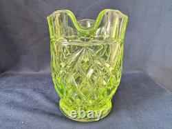 Uranium Glass Sowerby Water Pitcher Durham Suite Set 1 1/2 Pint Jug Vintage Deco