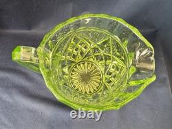 Uranium Glass Sowerby Water Pitcher Durham Suite Set 1 1/2 Pint Jug Vintage Deco