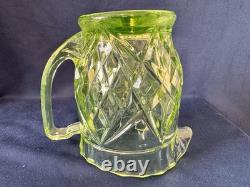 Uranium Glass Sowerby Water Pitcher Durham Suite Set 1 1/2 Pint Jug Vintage Deco