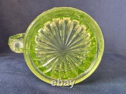 Uranium Glass Sowerby Water Pitcher Durham Suite Set 1 1/2 Pint Jug Vintage Deco