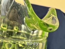 Uranium Glass Sowerby Water Pitcher Durham Suite Set 1 1/2 Pint Jug Vintage Deco