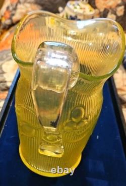 Uranium Glass Water Pitcher Milk Jug American Sandwich Tulip Bellflower MMA