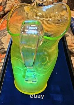 Uranium Glass Water Pitcher Milk Jug American Sandwich Tulip Bellflower MMA