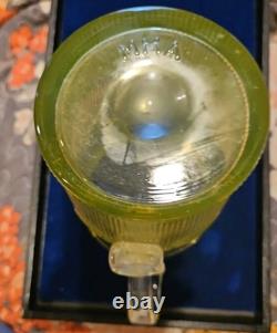 Uranium Glass Water Pitcher Milk Jug American Sandwich Tulip Bellflower MMA