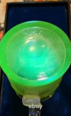 Uranium Glass Water Pitcher Milk Jug American Sandwich Tulip Bellflower MMA