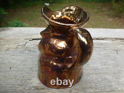 VERY RARE Antique Copper Lusterware TOBY MUG Water Pitcher 5.5 Jug