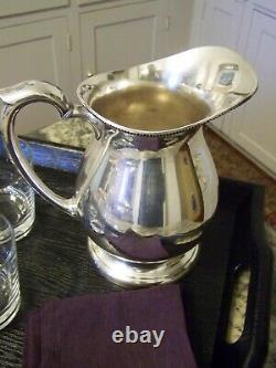 VINTAGE CLASSIC SILVER LARGE WATER PITCHER USEFUL 2 QUART SZ VASE or WATER