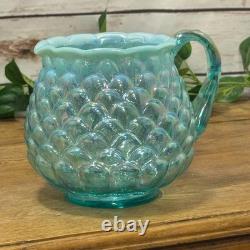 VTG Fenton Art Glass Mermaid Fish Scale Jacqueline Pitcher Water Jug Iridescent