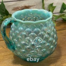 VTG Fenton Art Glass Mermaid Fish Scale Jacqueline Pitcher Water Jug Iridescent