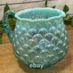 VTG Fenton Art Glass Mermaid Fish Scale Jacqueline Pitcher Water Jug Iridescent