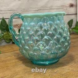 VTG Fenton Art Glass Mermaid Fish Scale Jacqueline Pitcher Water Jug Iridescent