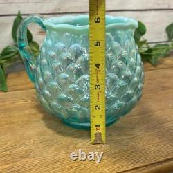 VTG Fenton Art Glass Mermaid Fish Scale Jacqueline Pitcher Water Jug Iridescent
