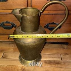 VTG Hammered Brass Ewer Water Pitcher Jug Vase Maudoux Dinant Holland 15.5 T