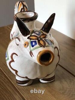 VTG Nick Kourtzis 1970's Jug Pitcher Bull Cow Shaped Art Pottery Greek Folk Art