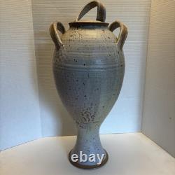 VTG Stoneware Pottery Water Wine Crock 22 Jug with Lid & Wood Spigot Handmade