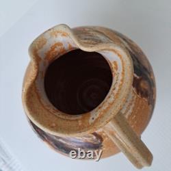 VTG Studio Art Pottery Stoneware Water Pitcher Jug Artist Signed OOAK Design