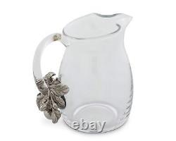 Vagabond House Glass Pitcher Glass with Pewter Apple Pattern Water Jug for Co