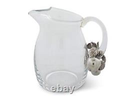 Vagabond House Glass Pitcher Glass with Pewter Apple Pattern Water Jug for Co