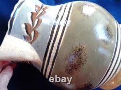 Very Large Antique Mocha Water/Milk Pitcher Jug Moss & Cat's Eyes Designs 8