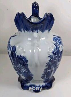 Victoria Ware Ironstone Flow Blue Basin Wash Bowl & Ewer Water Pitcher Jug Set