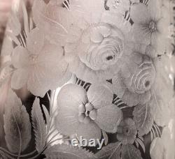 Victorian Heavily Engraved Glass Water Pitcher MINT