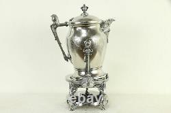 Victorian Silverplate Antique Tilting Water Pitcher, Faces, Stimpson 1854 #32860