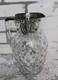 Vint Art Nouveau Glass Sterling Silver Overlay Floral Water Pitcher Jug