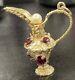 Vintage 14k Solid Yellow Gold Ornate Gem Stone Water Wine Pitcher Jug Charm