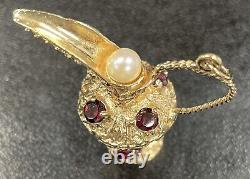 Vintage 14K Solid Yellow Gold Ornate Gem Stone Water Wine Pitcher Jug Charm