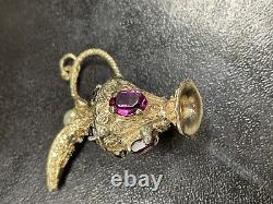 Vintage 14K Solid Yellow Gold Ornate Gem Stone Water Wine Pitcher Jug Charm