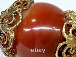 Vintage 14K Yellow Gold Etruscan Pitcher Pendant Stone Water Wine Jug Estate 17g