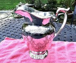 Vintage 1941 Gorham Floral Engraved Sterling Silver 4 1/4 Pint Water Pitcher