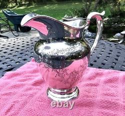 Vintage 1941 Gorham Floral Engraved Sterling Silver 4 1/4 Pint Water Pitcher