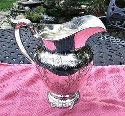 Vintage 1941 Gorham Floral Engraved Sterling Silver 4 1/4 Pint Water Pitcher