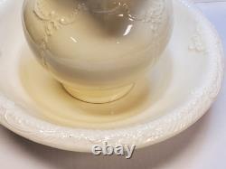 Vintage 1977 B Castleberry White Ceramic Handmade Water Basin And Pitcher Set