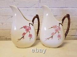 Vintage 50's Poppytrail Peach Blossom Pair of Water Jug Pitcher