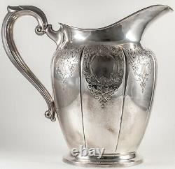 Vintage American Sterling Silver Water Pitcher Hand Chased