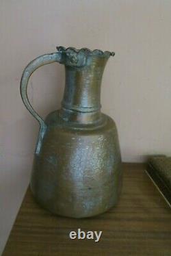 Vintage / Antique Arabic Handmade Hammered Copper Water Pitcher Ewer Jug 14