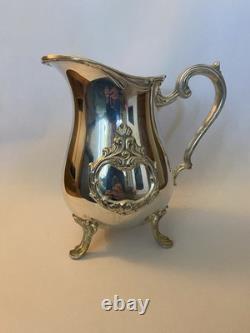 Vintage Antique Silver-Plated Ornate Footed Water Pitcher Jug