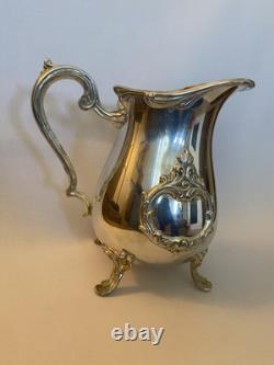 Vintage Antique Silver-Plated Ornate Footed Water Pitcher Jug