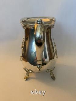 Vintage Antique Silver-Plated Ornate Footed Water Pitcher Jug