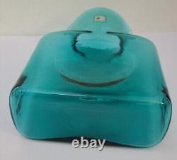 Vintage Blenko Aqua Surf Green Art Glass Double Spout Water Jug Bottle