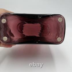 Vintage Blenko Art Glass 2003 Amethyst Double Spout Water Jug Carafe Pitcher